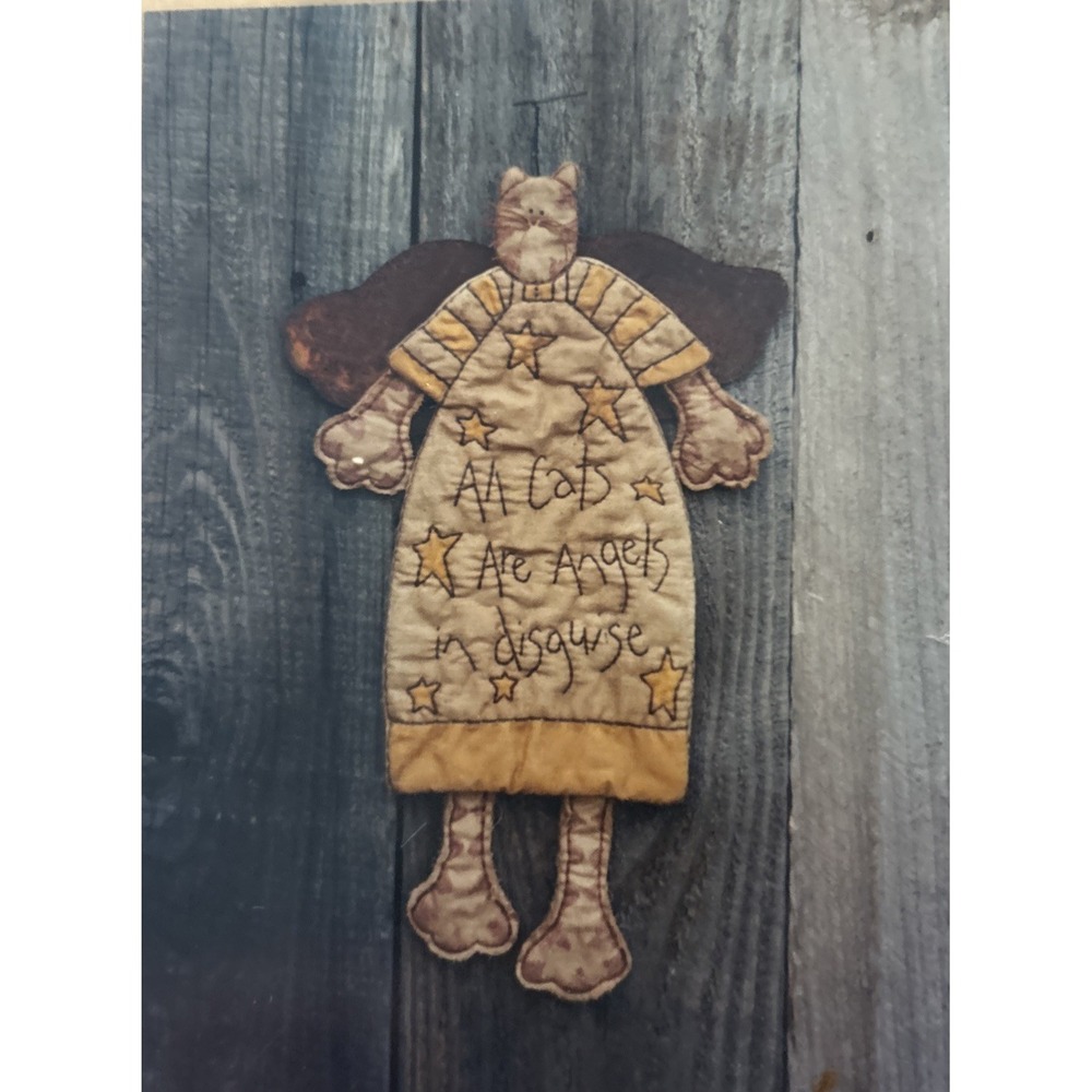 4 Primitive Art Patterns: Cat/School house/ Angels/seasonal‎ Stitchers